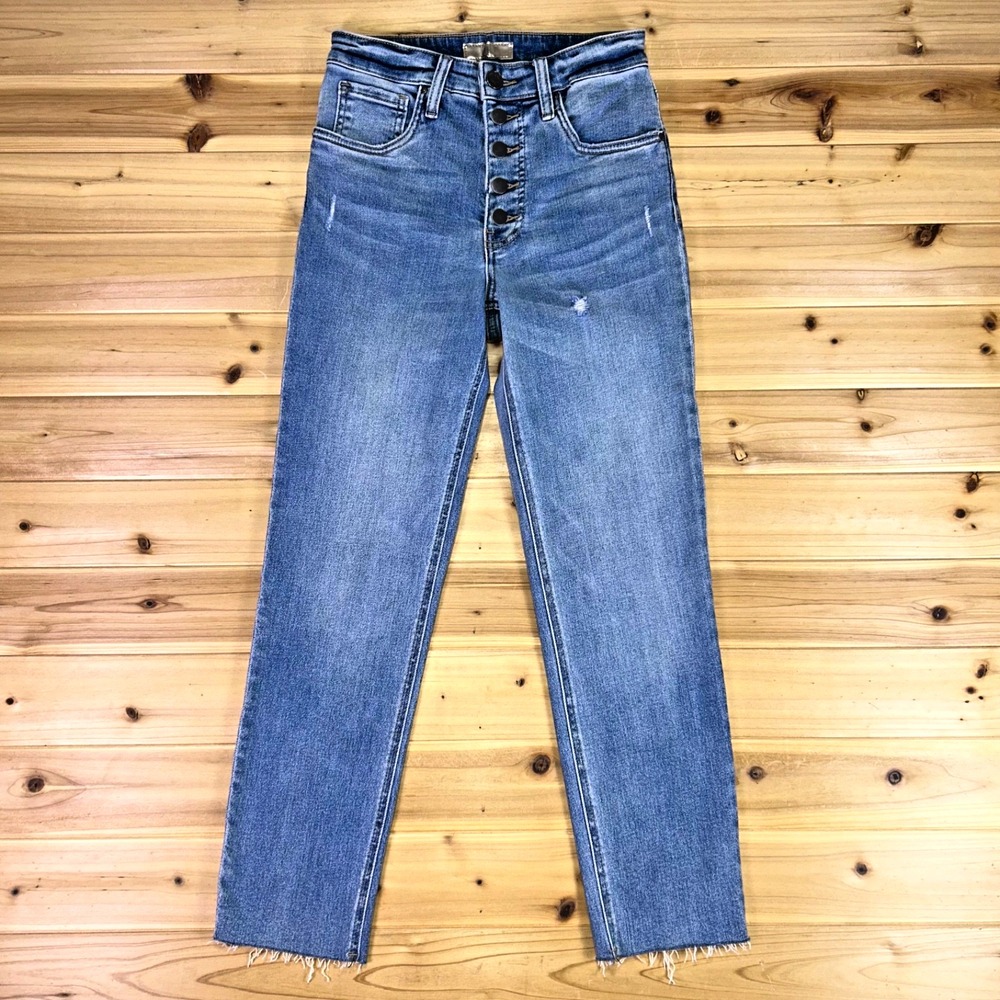 Kut From The Kloth Jeans Womens 0 Distressed Rachael Fab Ab Mom Jean Button Fly